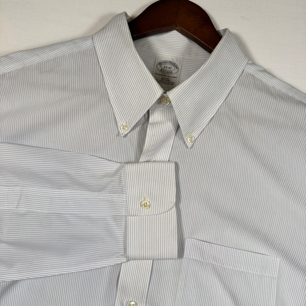 Brooks Brothers Men’s 17-37 Button Down Shirt Slim Fit Supima Cotton Non-Iron